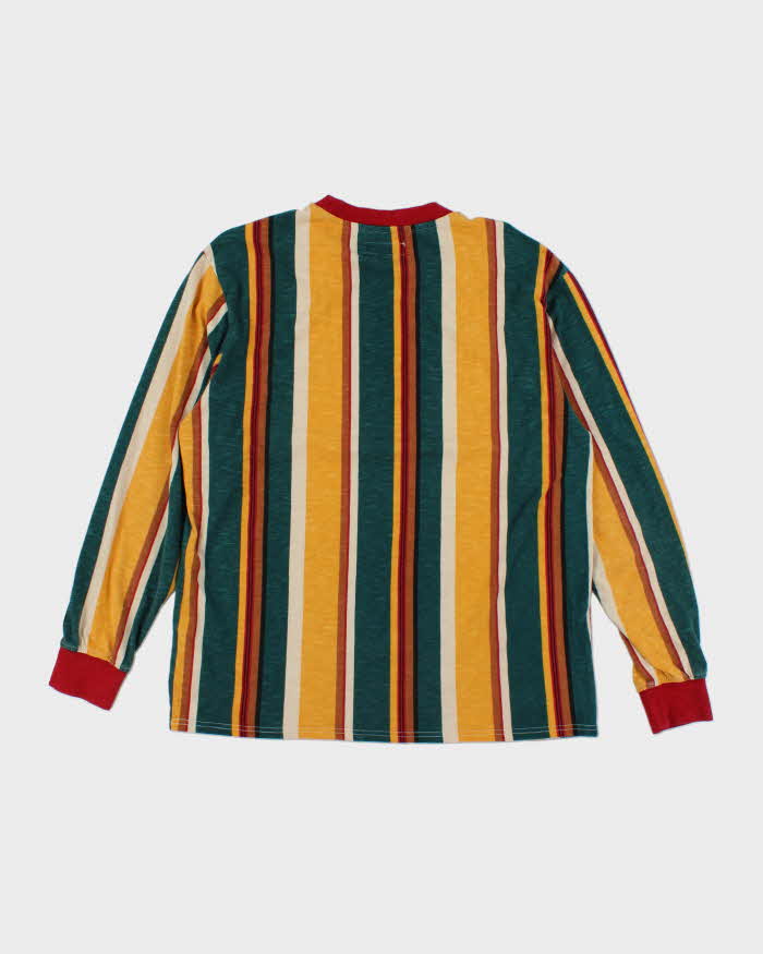 Men's Guess Yellow and Green Striped T-Shirt - L