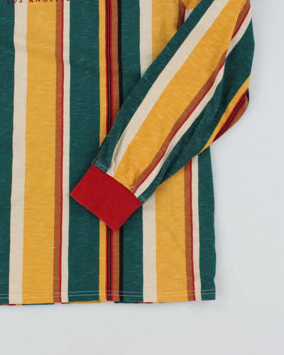 Men's Guess Yellow and Green Striped T-Shirt - L