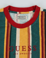 Men's Guess Yellow and Green Striped T-Shirt - L
