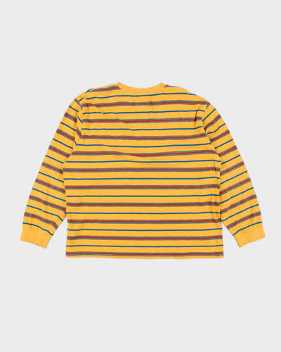 Men's Guess Yellow Cotton Striped T-Shirt - XXL