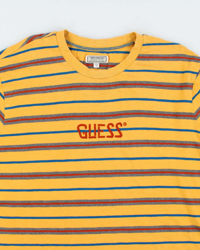 Men's Guess Yellow Cotton Striped T-Shirt - XXL