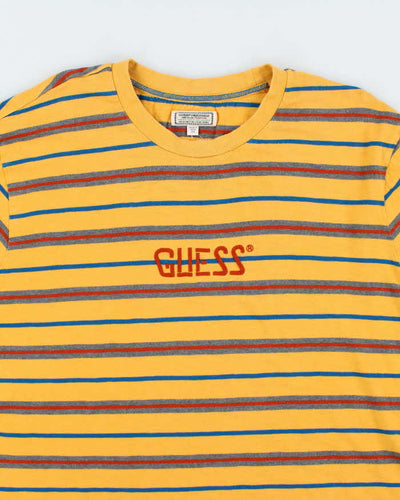 Men's Guess Yellow Cotton Striped T-Shirt - XXL