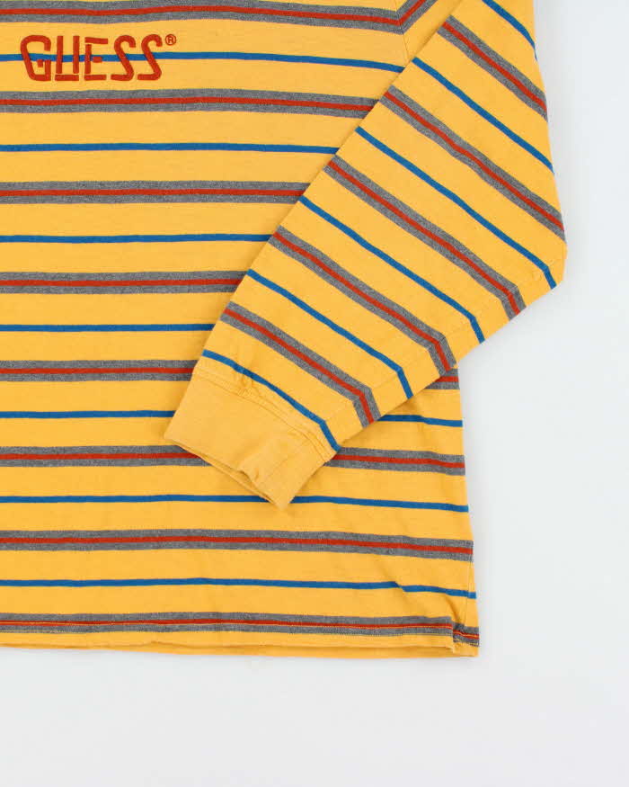 Men's Guess Yellow Cotton Striped T-Shirt - XXL