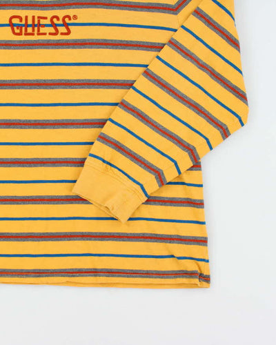 Men's Guess Yellow Cotton Striped T-Shirt - XXL