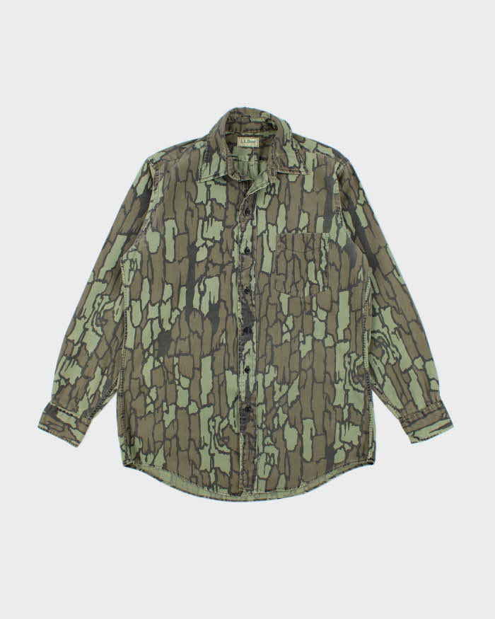 Vintage 90's L.L. Bean Tree Bark Camouflage Long Sleeve Shirt - L