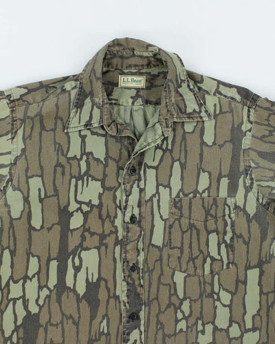 Vintage 90's L.L. Bean Tree Bark Camouflage Long Sleeve Shirt - L