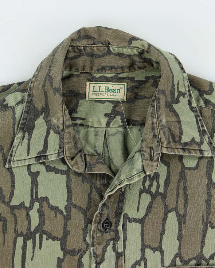 Vintage 90's L.L. Bean Tree Bark Camouflage Long Sleeve Shirt - L