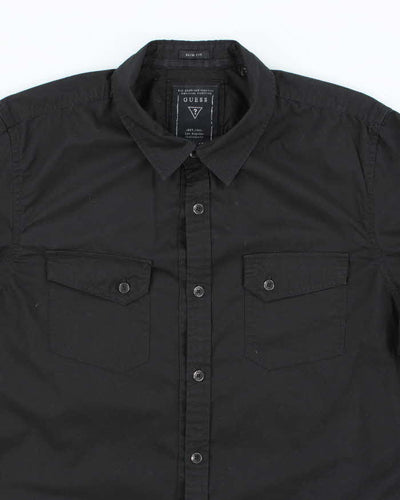 Vintage Y2K Guess Black Plain Long Sleeve Shirt - L