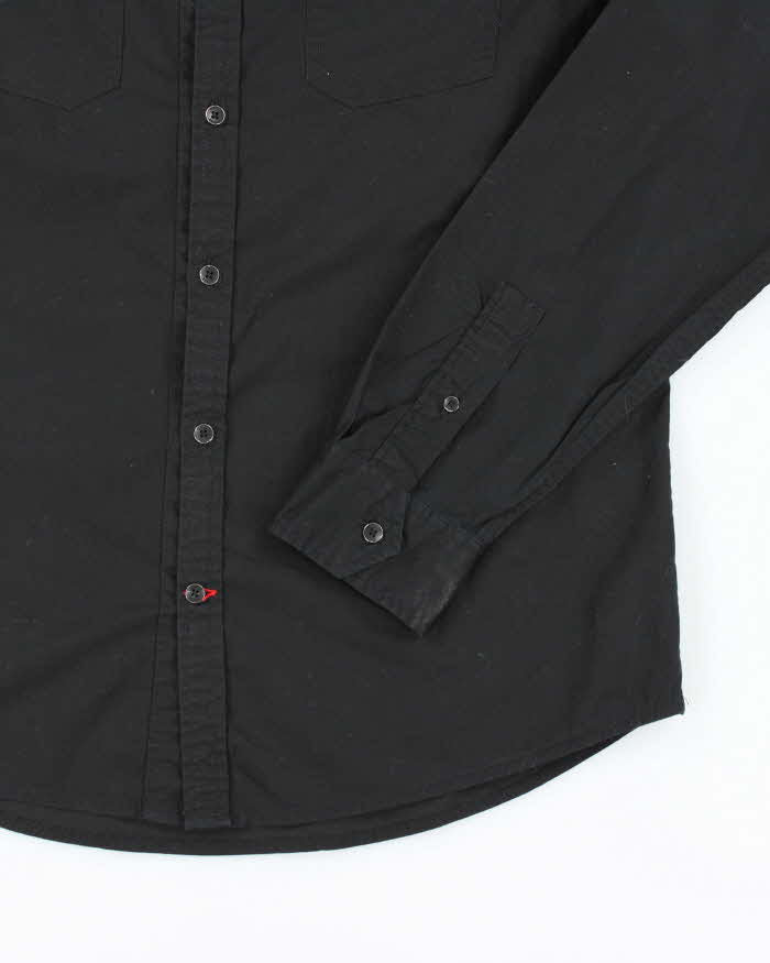 Vintage Y2K Guess Black Plain Long Sleeve Shirt - L