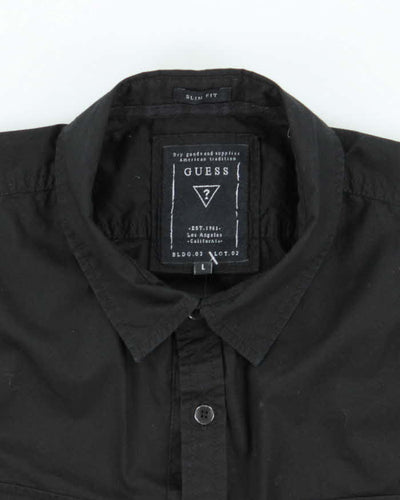 Vintage Y2K Guess Black Plain Long Sleeve Shirt - L