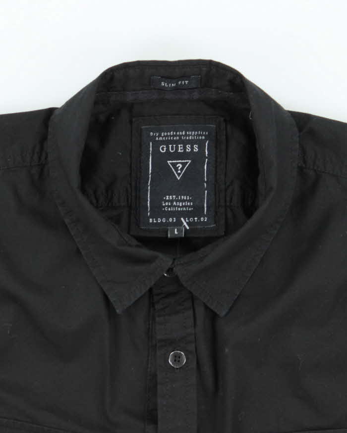 Vintage Y2K Guess Black Plain Long Sleeve Shirt - L