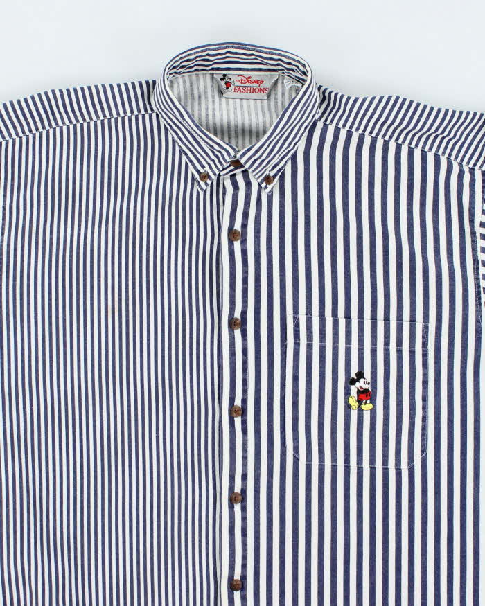 Vintage 90's Disney Embroidered Striped Long Sleeve Shirt - S