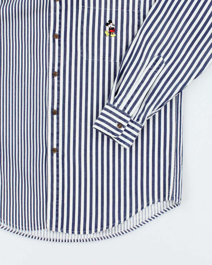 Vintage 90's Disney Embroidered Striped Long Sleeve Shirt - S