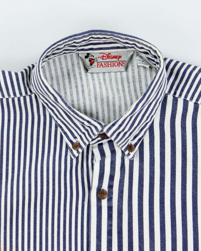 Vintage 90's Disney Embroidered Striped Long Sleeve Shirt - S