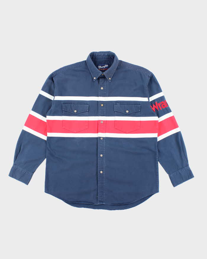 Vintage 90's Wrangler Embroidered Striped Long Sleeve Shirt - L