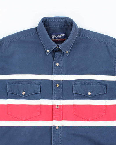 Vintage 90's Wrangler Embroidered Striped Long Sleeve Shirt - L