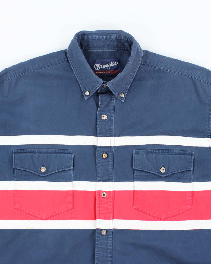Vintage 90's Wrangler Embroidered Striped Long Sleeve Shirt - L
