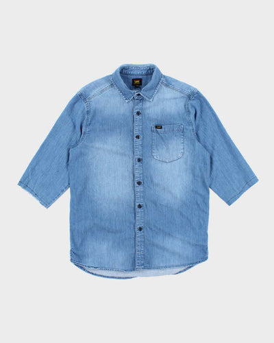 Vintage 90's Lee Medium Wash Cropped Sleeved Denim Shirt - L