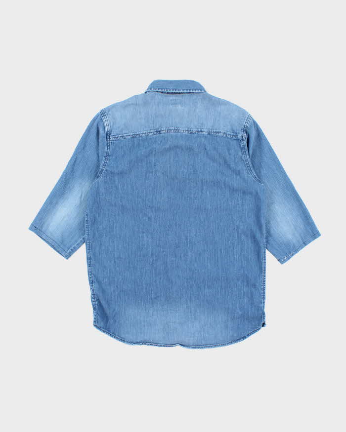 Vintage 90's Lee Medium Wash Cropped Sleeved Denim Shirt - L