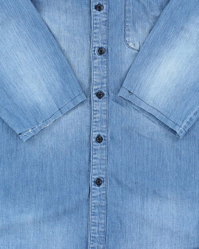 Vintage 90's Lee Medium Wash Cropped Sleeved Denim Shirt - L