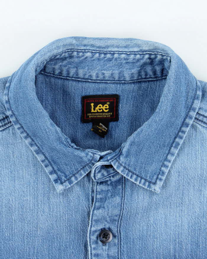 Vintage 90's Lee Medium Wash Cropped Sleeved Denim Shirt - L
