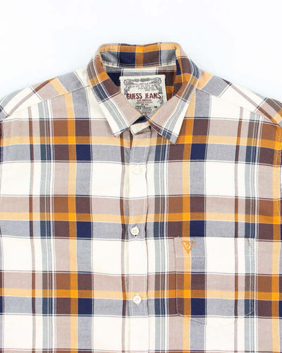 Vintage 00s Guess Check Long Sleeve Shirt - M