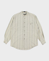 Vintage Pierre Cardin Linen Blend Grandad Collar Shirt - M