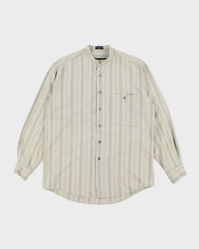 Vintage Pierre Cardin Linen Blend Grandad Collar Shirt - M