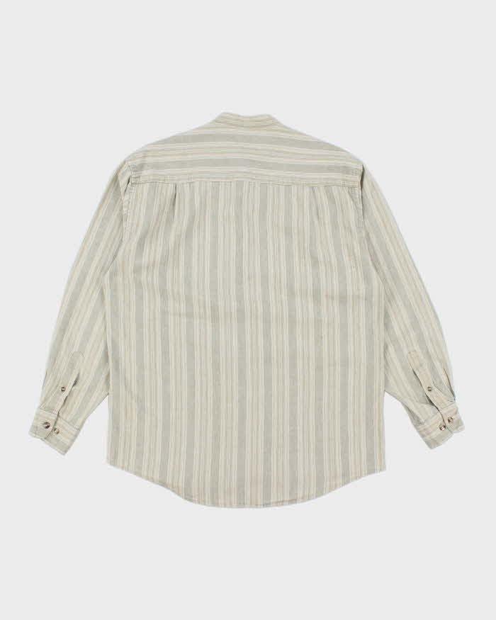 Vintage Pierre Cardin Linen Blend Grandad Collar Shirt - M