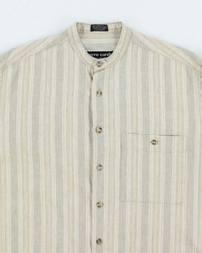 Vintage Pierre Cardin Linen Blend Grandad Collar Shirt - M