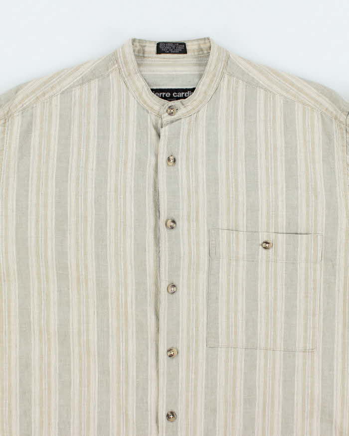 Vintage Pierre Cardin Linen Blend Grandad Collar Shirt - M