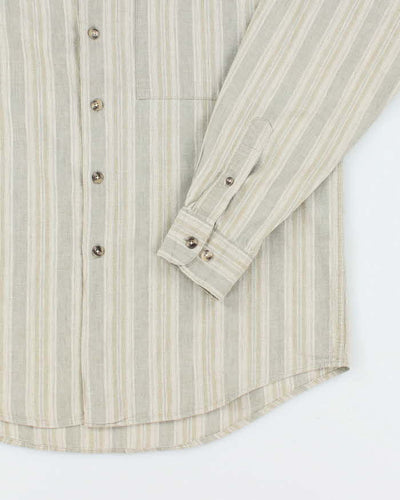 Vintage Pierre Cardin Linen Blend Grandad Collar Shirt - M