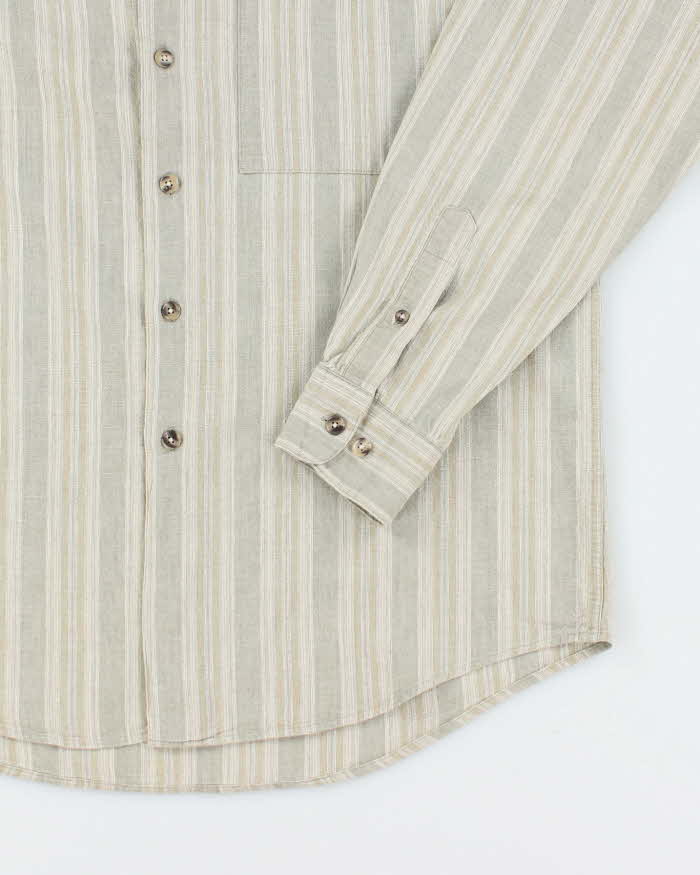 Vintage Pierre Cardin Linen Blend Grandad Collar Shirt - M
