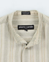 Vintage Pierre Cardin Linen Blend Grandad Collar Shirt - M