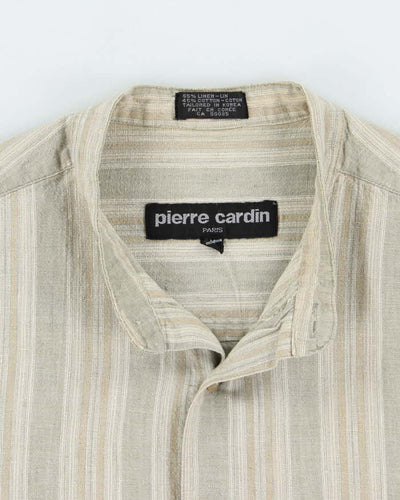Vintage Pierre Cardin Linen Blend Grandad Collar Shirt - M