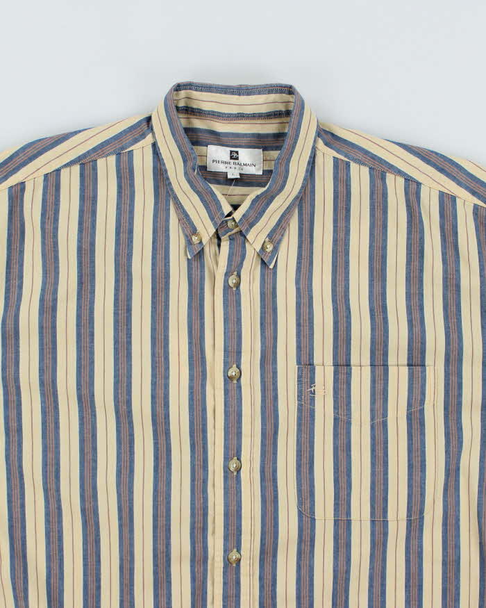 Vintage Pierre Balmain Striped Short Sleeve Shirt - L