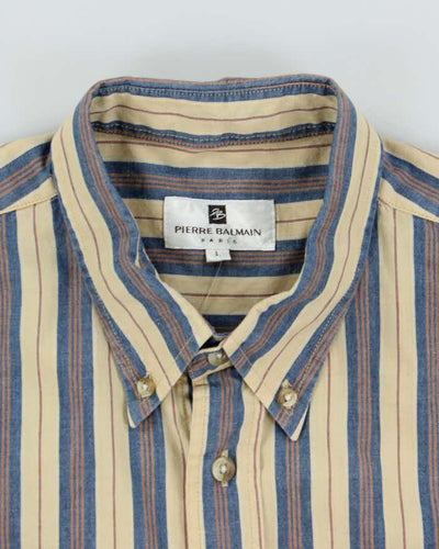 Vintage Pierre Balmain Striped Short Sleeve Shirt - L