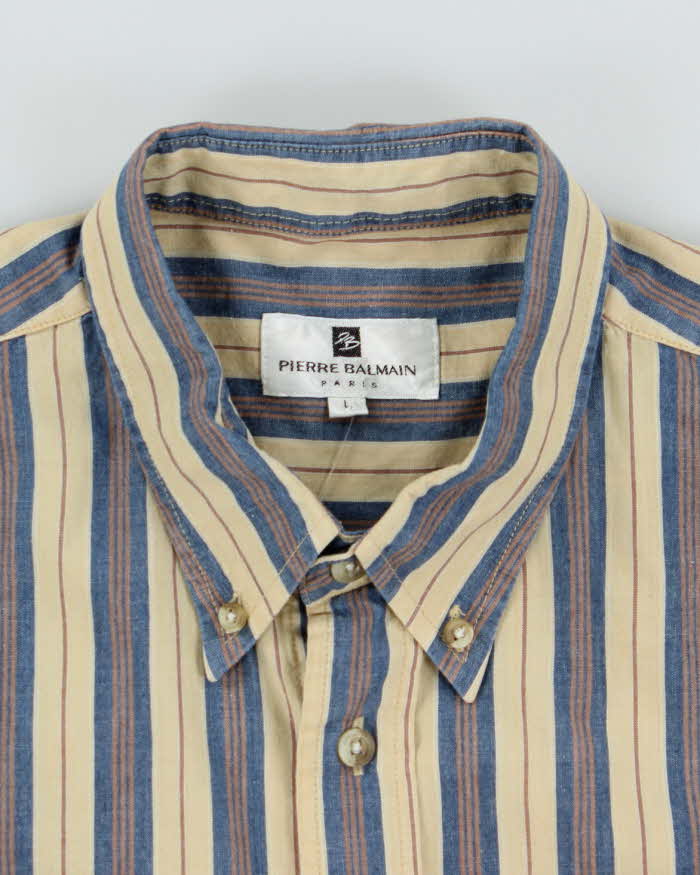 Vintage Pierre Balmain Striped Short Sleeve Shirt - L