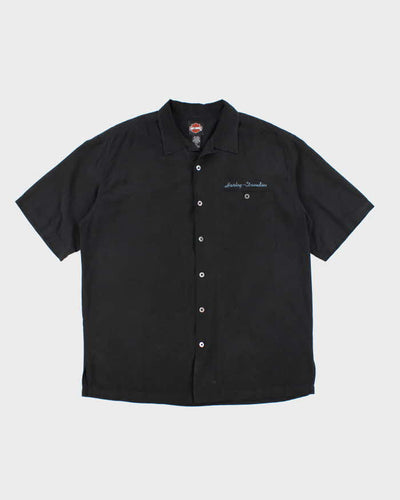 Vintage Harley Davidson Embroidered Silk Shirt - L