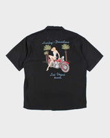 Vintage Harley Davidson Embroidered Silk Shirt - L