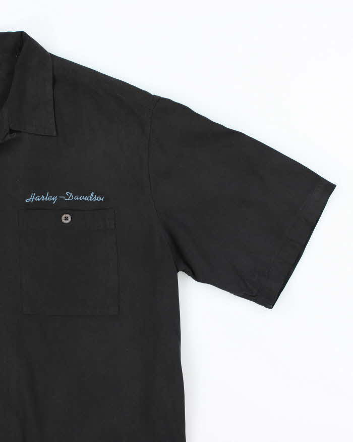 Vintage Harley Davidson Embroidered Silk Shirt - L