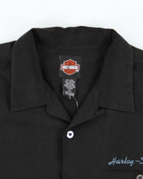 Vintage Harley Davidson Embroidered Silk Shirt - L