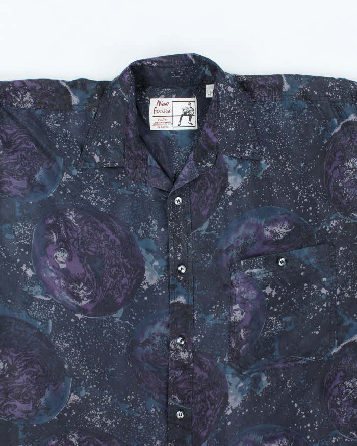 Vintage 90's Nino Foriew Silk Patterned Short Sleeve Shirt - M