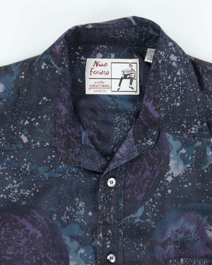 Vintage 90's Nino Foriew Silk Patterned Short Sleeve Shirt - M