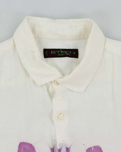 Vintage 90's Etro Lightweight Flower Graphic Long Sleeve Shirt - XL