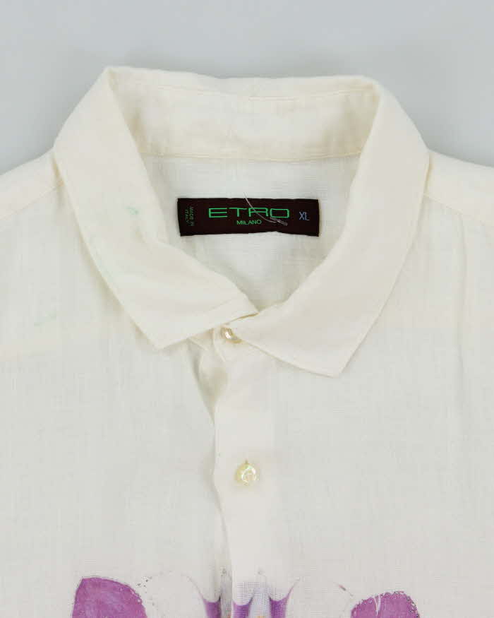Vintage 90's Etro Lightweight Flower Graphic Long Sleeve Shirt - XL