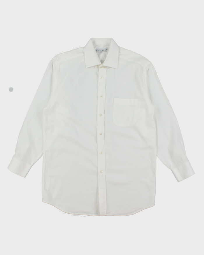 Vintage 2000's Christian Dior Plain White Long Sleeve Shirt - L
