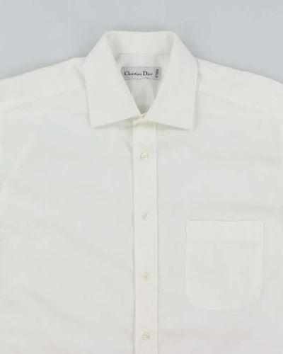 Vintage 2000's Christian Dior Plain White Long Sleeve Shirt - L
