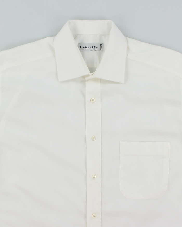 Vintage 2000's Christian Dior Plain White Long Sleeve Shirt - L