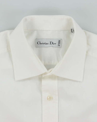 Vintage 2000's Christian Dior Plain White Long Sleeve Shirt - L